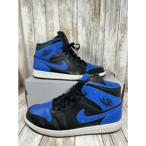 Nike Air Jordan 1 Mid Royal Paint Splatter 554724-048 Mens Size 11 - Picture 1 of 10
